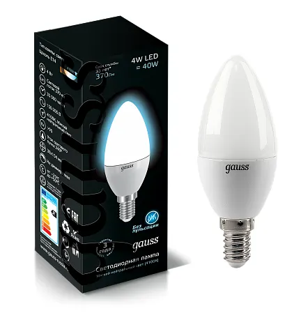 Gauss լամպ E14 Black մոմ 4W 4100К 370Lm 1/10/100