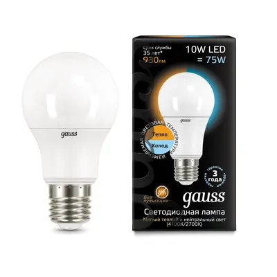Gauss լամպ E27 A60 10W 2700K-4100K 930Lm