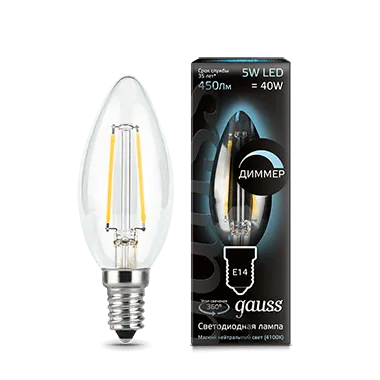 Gauss լամպ E14 Black մոմ 5W 4100К 450Lm դիմեր 1/10/50