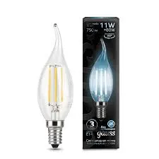 Gauss լամպ E14 Black մոմ (ծիծակ) 11W 4100К 750Lm Filament 1/10/50