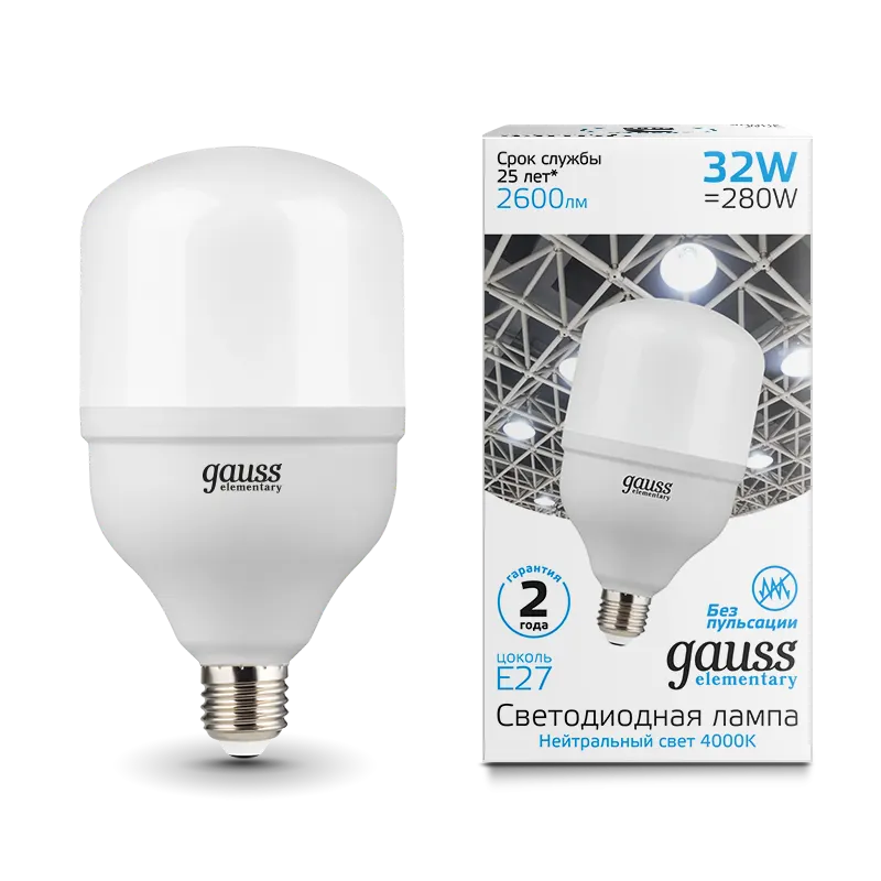 Gauss լամպ E27 Elementary T100 32W 4000K 2600Lm 1/20