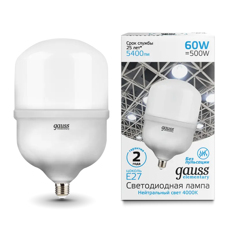 Gauss լամպ E27 Elementary T160 60W 4000K 5400Lm 1/6
