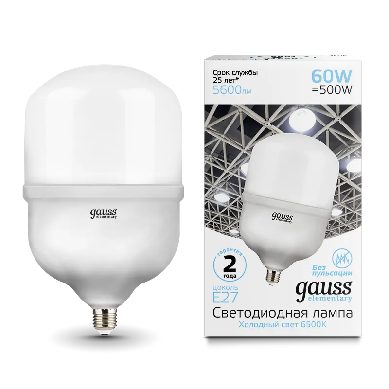 Gauss լամպ E27 Elementary T160 60W 6500K 5600Lm 1/6