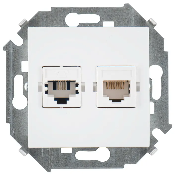Simon15 վարդակ համակարգչի+հեռախոսի սպիտակ RJ11+RJ45кат.5е (1/20)