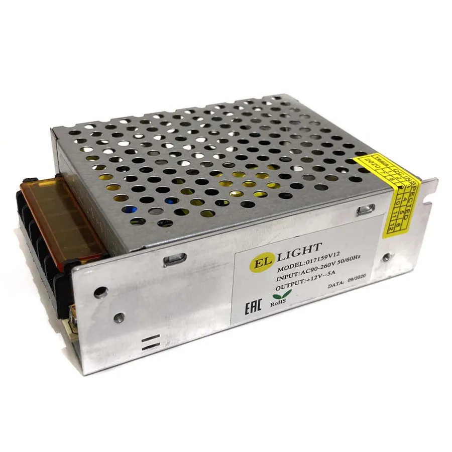 Ellight 12V սնուցման բլոկ 60W 5A (110x78x38մմ)