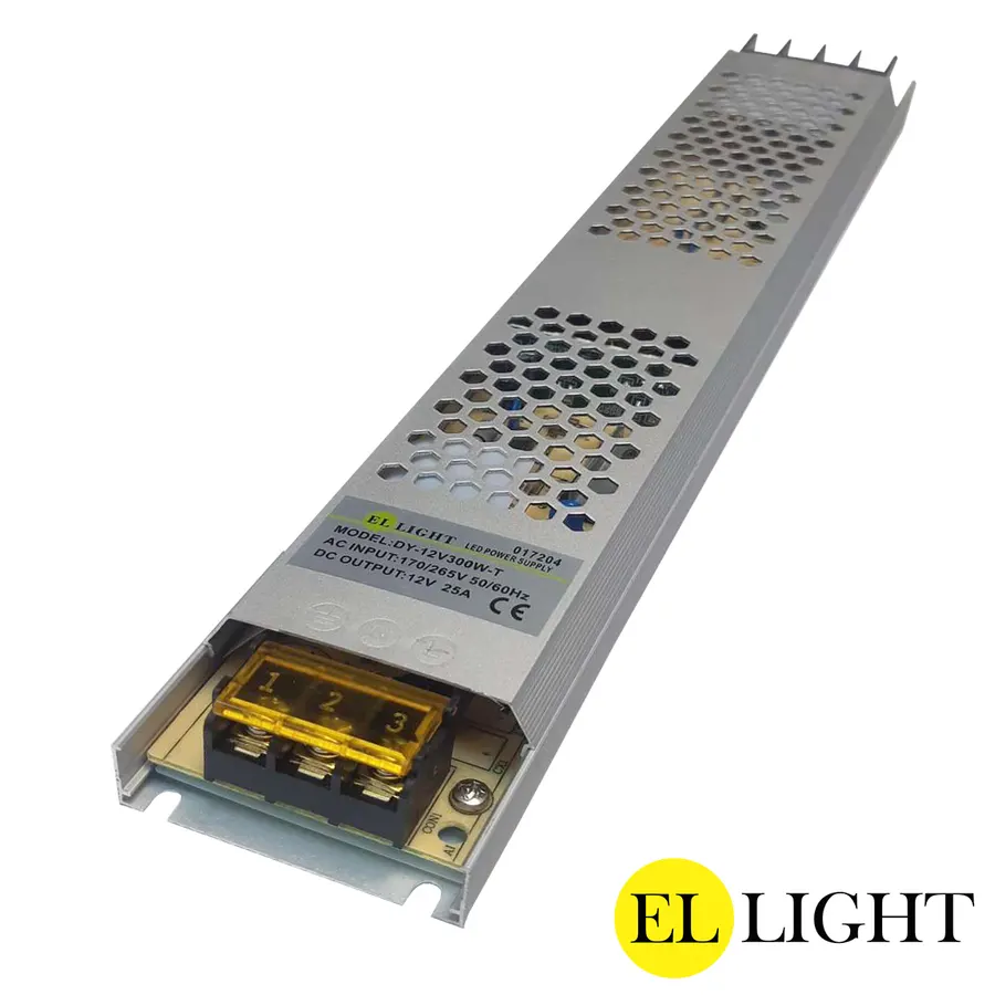 Ellight 12V սնուցման բլոկ 300W 25A (307x52x21մմ)
