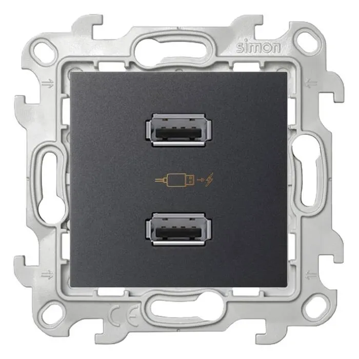Simon24 լիցքավորիչ 2 տեղ գրաֆիտ 2хUSB 2.4A (1/1)