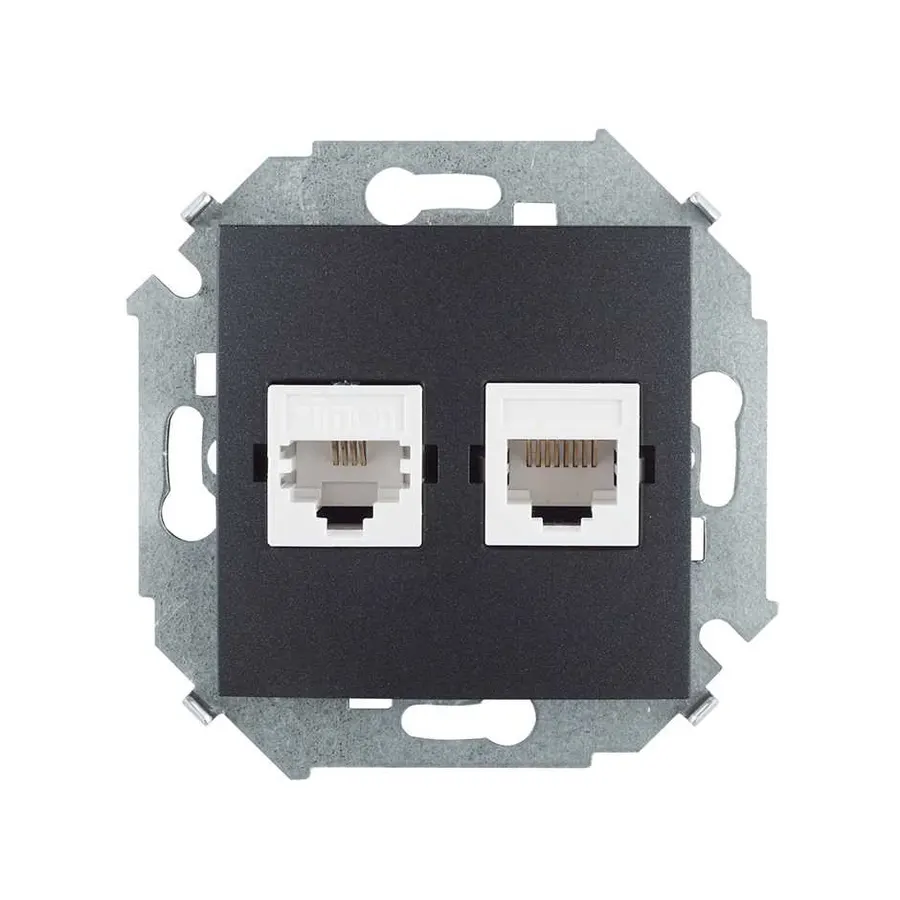 Simon15 վարդակ համակարգչի+հեռախոսի RJ11+RJ45 սև (1/20)