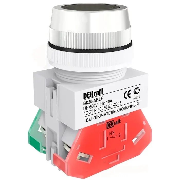 Անջատիչ կոճակ սեվ 220V D=30մմ  ВК30-ABLF-BLK (Dekraft)