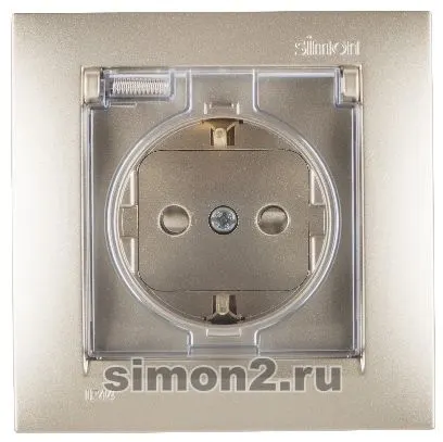 Simon15 վարդակ հողանցումով կափարիչով IP44 շոմպայն (1/18)