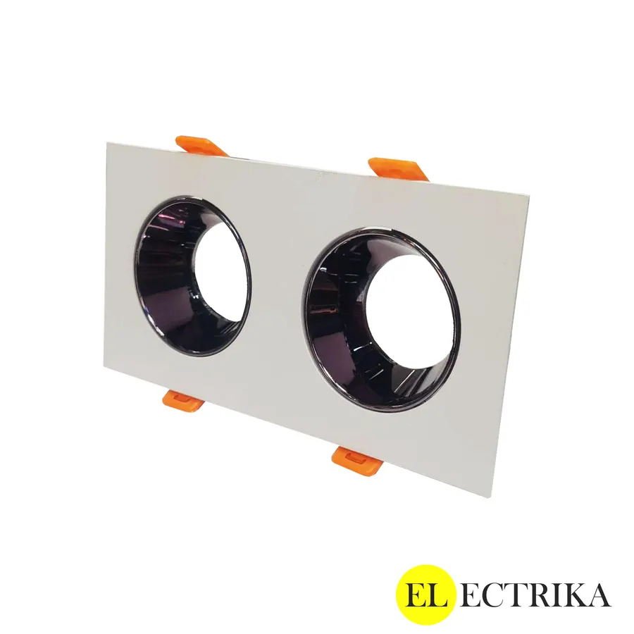 Electrica ներկառուցվող շրջանակ R սպիտակ/սև 2 տեղ ուղղանկյուն