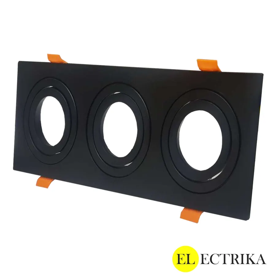 Electrica ներկառուցվող շրջանակ VR սև 3 տեղ ուղղանկյուն