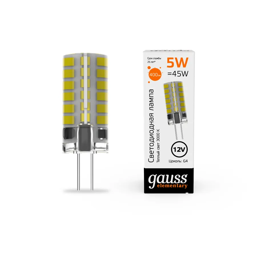 Gauss լամպ G4 Elementary 12V 5W 3000K 400Lm