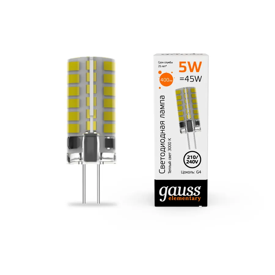 Gauss լամպ G4 Elementary 5W 3000K 400Lm
