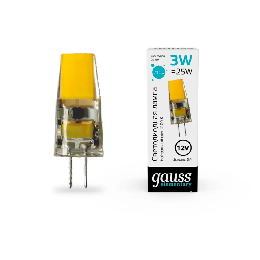 Gauss լամպ G4 Elementary 12V 3W 4100K 210Lm