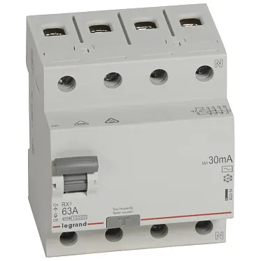 Legrand RX3 ավտոմատ պաշտպանական անջատման սարք (УЗО) 4P, AC63A, 30mA 1/1