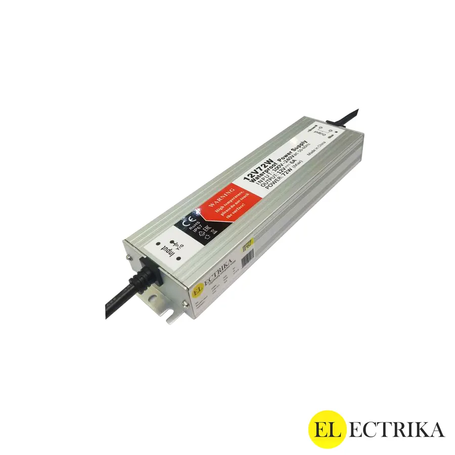 Electrica 12V սնուցման բլոկ 72W 6A հերմետիկ (197x54x25մմ) IP67