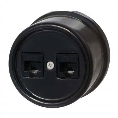 Bironi Retro վարդակ համակարգչի 2 տեղ սև կերամիկական RJ45