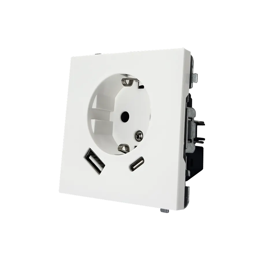 Electrica Lavanda վարդակ հողանցումով USB A+C 2․4A սպիտակ (1/10)