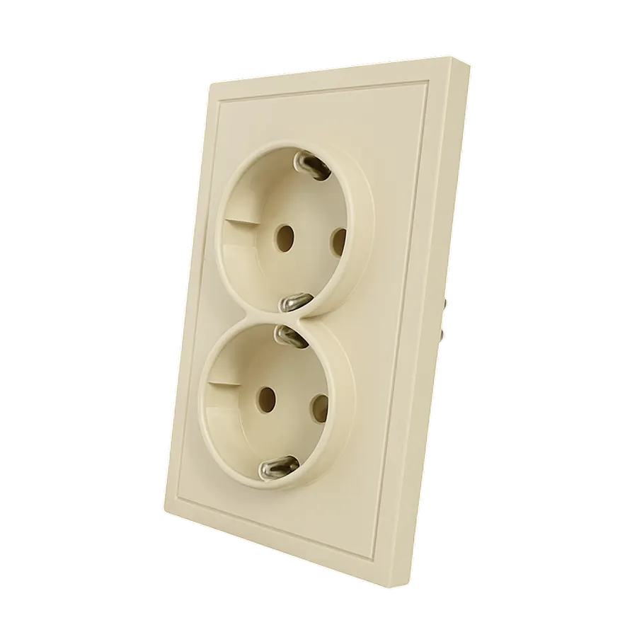 Electrica Lavanda վարդակ հողանցումով 2 տեղ շրջանակով բեժ (1/6)