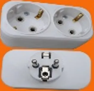 Ellight խրոց-վարդակ 2 տեղ հողանցումով 10A 250V սպիտակ 1/192