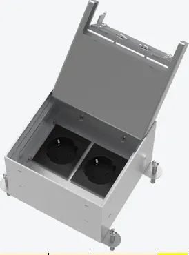 Electrica SOP-ST01 մետաղական վարդակների տուփ հատակի 4 մոդուլ արծաթագույն