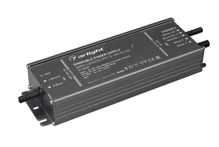 Arlight 24V դիմմեր սնուցման բլոկ 250W 10.4A (226x74x38մմ) հերմետիկ IP67